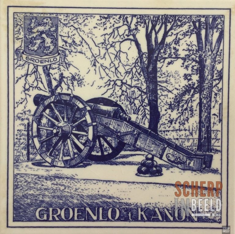 Wandtegel Groenlo met kanon