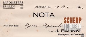 Briefhoofden: J. Balink horlogemaker-goudsmit.