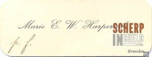 Visitekaarten: Marie E.W. Harperink