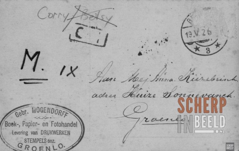 Achterkant briefkaart aan Anna Kiezebrink