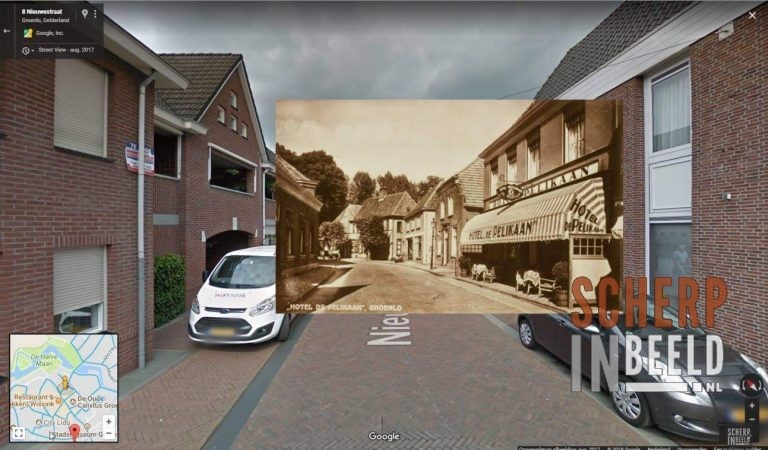 Heden-verleden: Montagefoto Hotel De Pelikaan.